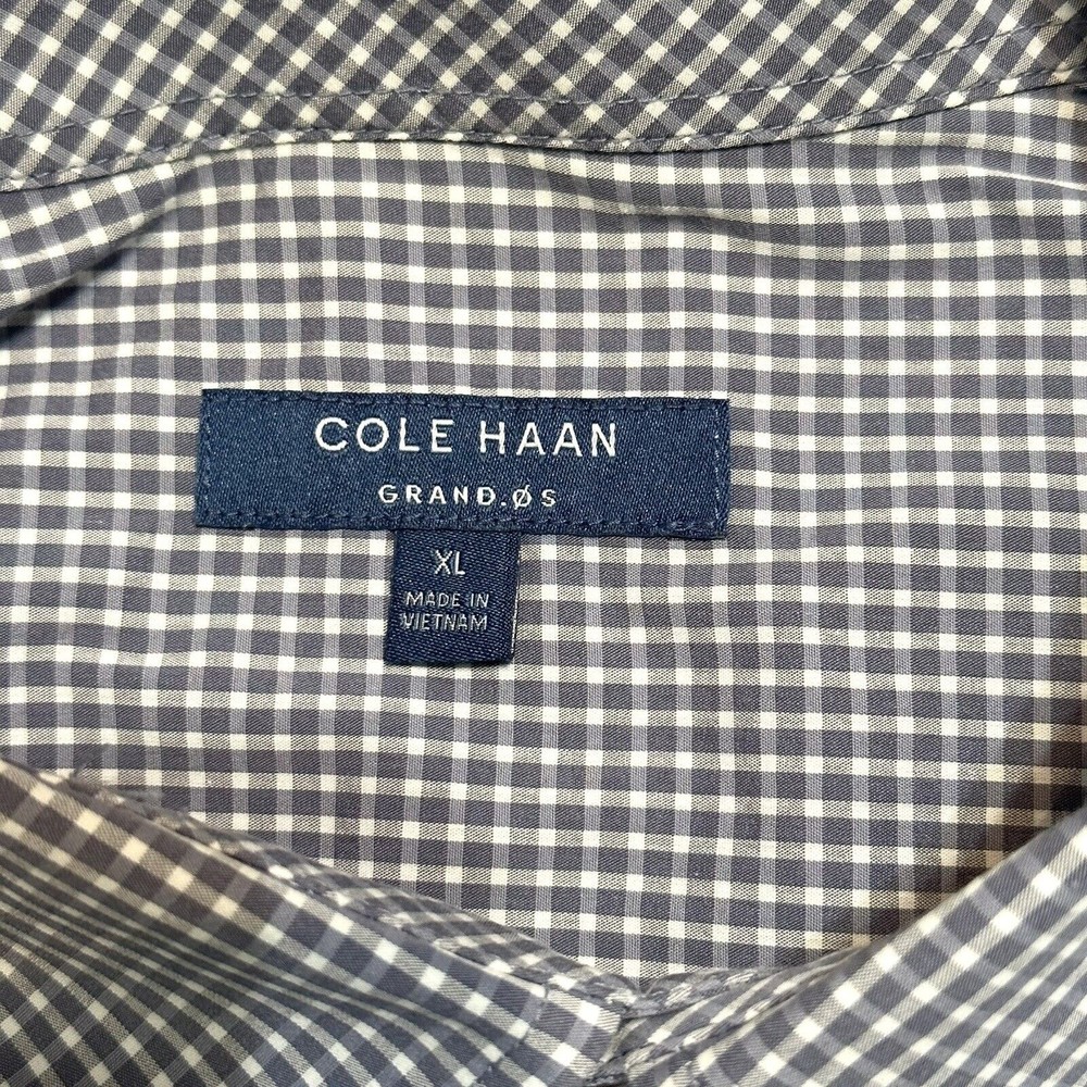 Cole Haan Men's XL Grand Os Long Sleeve Plaid Button Up Stretch Shirt - Picture 3 of 8